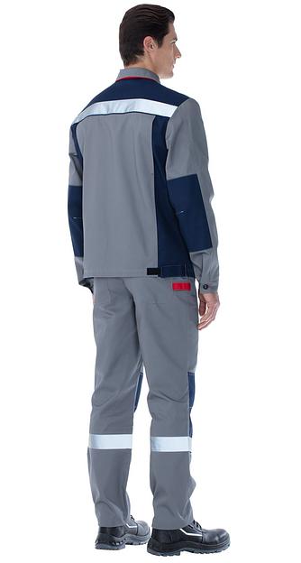 Костюм мужской «Барит», серый с синей и красной отделкой ОПТ фото 3