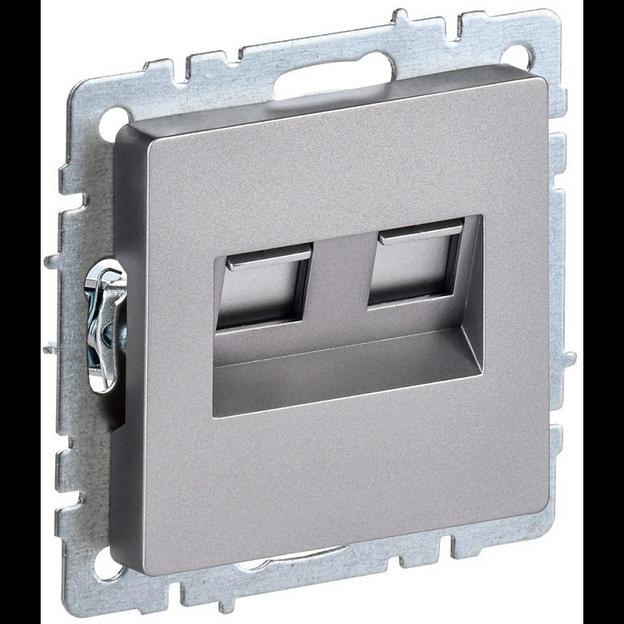 IEK BR-KT20-O-1-K46 BRITE Роз. двойная RJ11+RJ45 кат.5E РК/Т12-БрС сталь фото 1