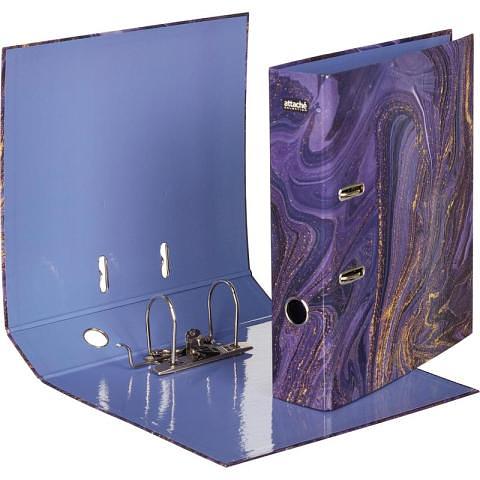 Папка-регистратор, А4, 75 мм, ламин.картон/ламин.бумага, фиолетовый, Attache Selection Fluid фото 1