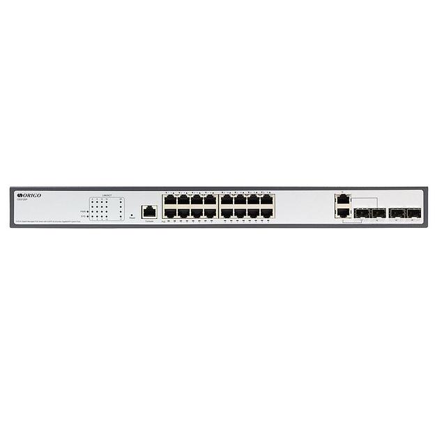 ORIGO OS3120P/250W/A1A Управляемый L2 PoE-коммутатор 16x1000Base-T PoE+, 2x1000Base-X SFP, 2xCombo 1000Base-T/SFP, PoE-бюжет 250 Вт фото 2