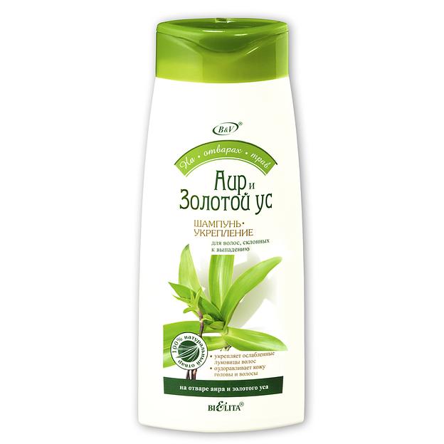 Белита шампунь-укрепление аир и золотой ус для волос, склонных к выпадению 480мл фото 1