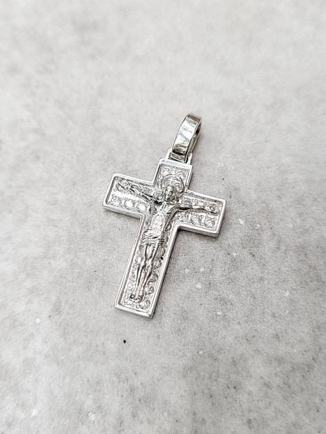 Крестик с фианитами серебро 925 фото 2