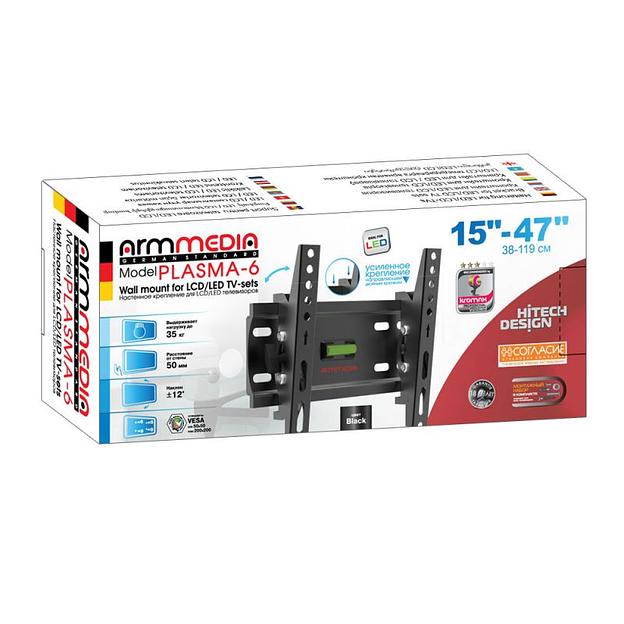 Кронштейн для телевизора Arm Media PLASMA-6 new черный 15"-47" макс.35кг настенный наклон фото 4