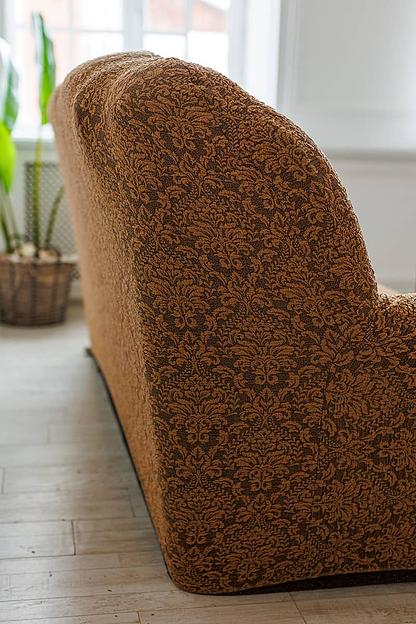 Чехол на трёхместный диван Чехлы&Пледы «Жаккард Вензель» кофе ОПТ фото 3