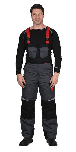 Костюм «Сириус-Фаворит-Мега» зимний куртка и полукомбинезон, серый с черным и красным ОПТ фото 4