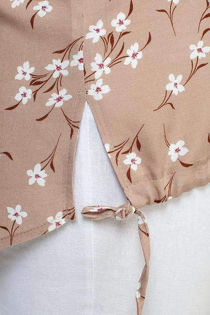 Туника штапель  4117/08/Бежевый, белый  фото 3