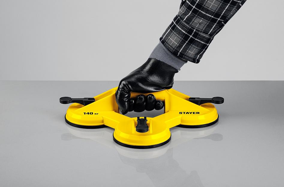 STAYER MAXLift, 140 кг, пластмассовый, тройной, стеклодомкрат на присоске (33718-3) фото 4