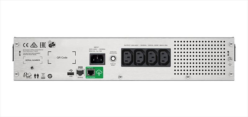 Источник бесперебойного питания APC Smart-UPS C 1000VA/600W, 2U RackMount, 230V, Line-Interactive, LCD, 1 year warranty(REP. SMC1000I-2U) (SMC1000I-2UC) фото 3