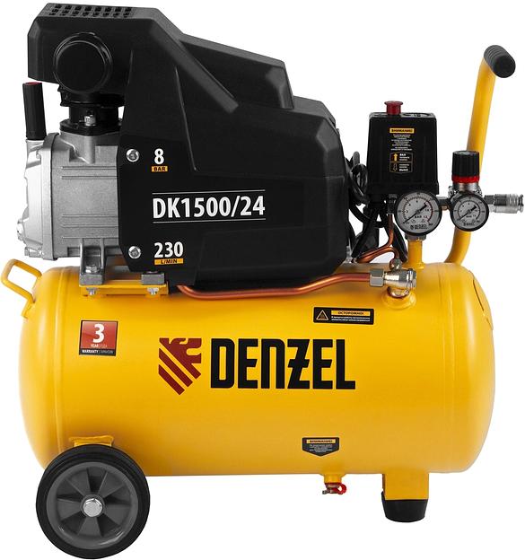 Компрессор поршневой Denzel DK1500/24,Х-PRO масляный 230л/мин 24л 1500Вт желтый/черный фото 8