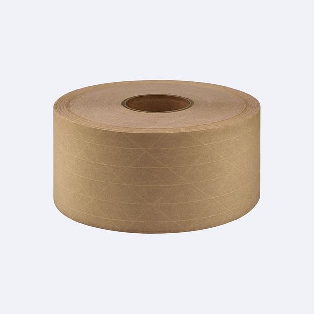 Клейкая бумажная крафт лента армированная 24 мм 50 м, опт фото 1