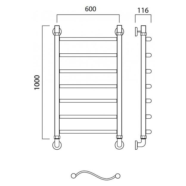 Полотенцесушитель водяной Роснерж Волна L101000 100x60 фото 3
