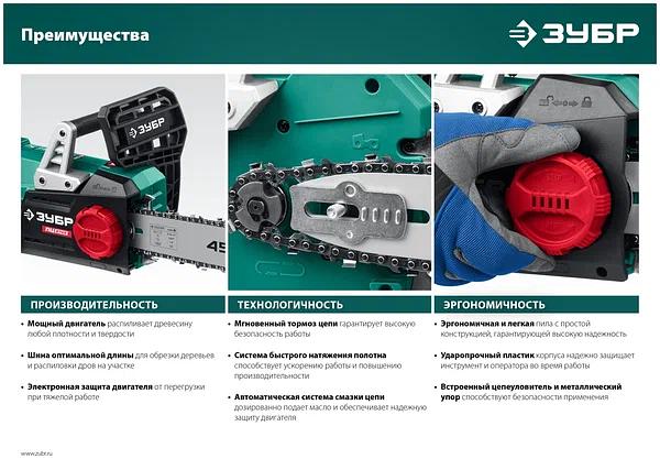 Пила цепная электрическая ЗУБР ПЦ-2040 фото 3