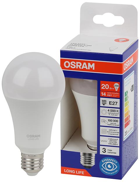 Лампа светодиодная LED 20Вт Е27 4000К 2452Лм груша 220В (замена 250Вт) OSRAM фото 1