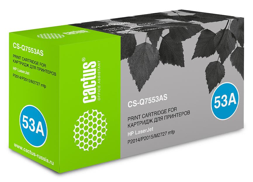 Картридж лазерный Cactus CS-Q7553AS Q7553A черный (3000стр.) для HP P2014/P2015/M2727 фото 1