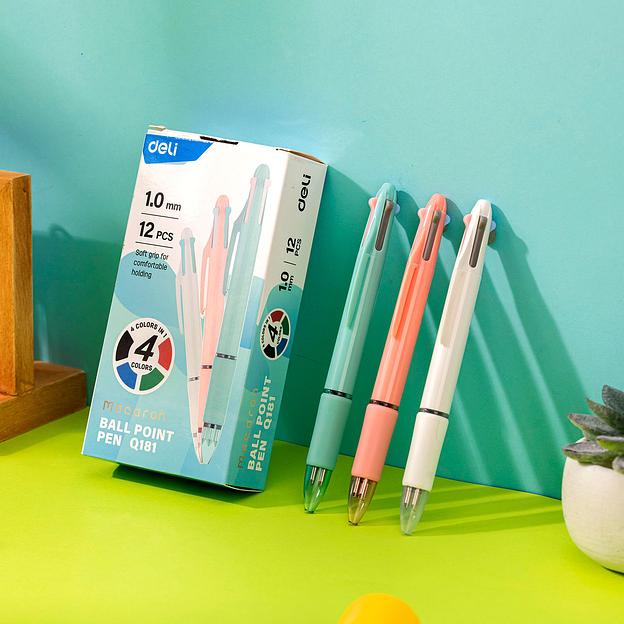 Ручка шариков. Deli EQ181 ассорти d=1мм ассор. черн. фото 5