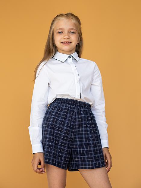 Шорты школьные на девочку KristiKlo «Оксворд» синяя клетка ОПТ фото 1