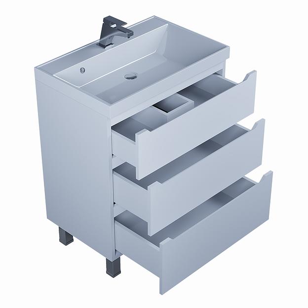 Тумба под раковину для ванной Uperwood Tanos 70 см, напольная, белая, 3 ящика фото 9