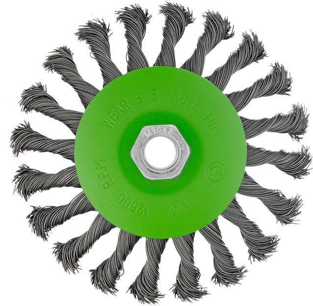 Щетка для УШМ, 125 мм, М14, Тарелка, крученая проволока 0,5 мм// Сибртех фото 3