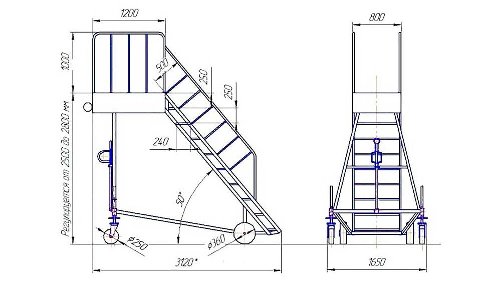 Авиационная стремянка СА-3/10Б-Н1-ТР фото 1