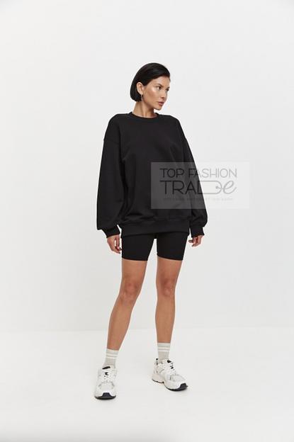 Свитшот женский двухнитка базовый черный SWT01-2 фото 1