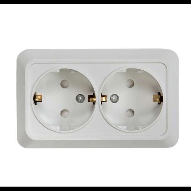Розетка 2-м BOLLETO защ. шторки с заземл. накл. 7128х бел. ASD / IN HOME 4690612000961 фото 1