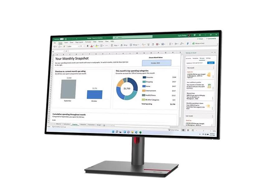 Монитор Lenovo 27" P27h-30, 16:9, IPS, QHD, 4ms, 350cd, 60Hz, HDMI, DP, DP OUT, USB-C, USB, LAN, HAS фото 2