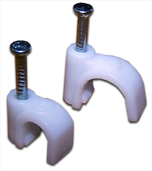 Клипса кабельная круглая, диаметр 8 мм, 100 шт., белая (TWT-CLR-08) фото 1