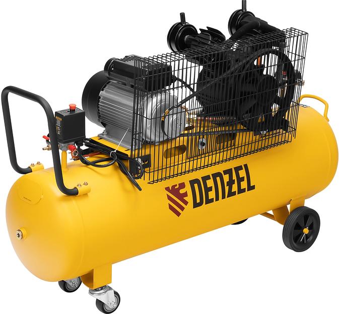 Компрессор поршневой Denzel BCV2300/100 масляный 440л/мин 100л 2300Вт желтый/черный фото 1