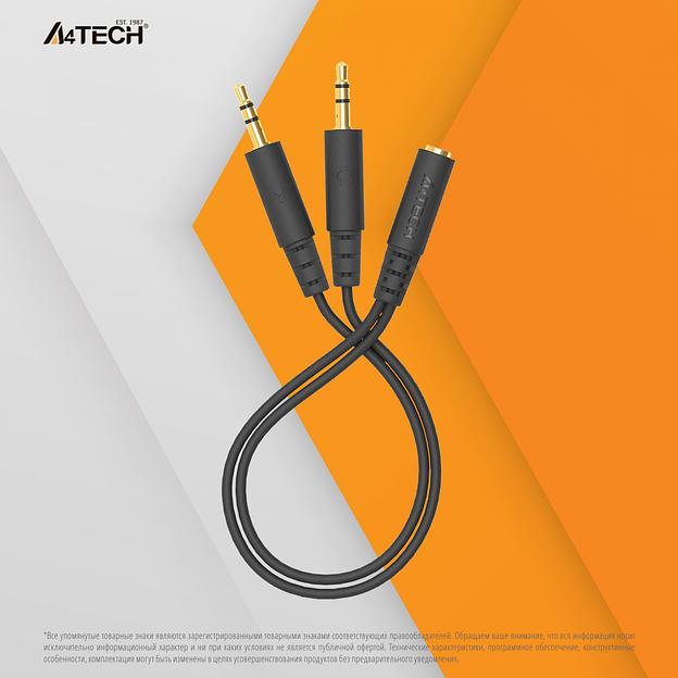 Адаптер аудио A4Tech AD-4P Jack 3.5 (f)/2xJack 3.5 (m) 0.2м. черный фото 4
