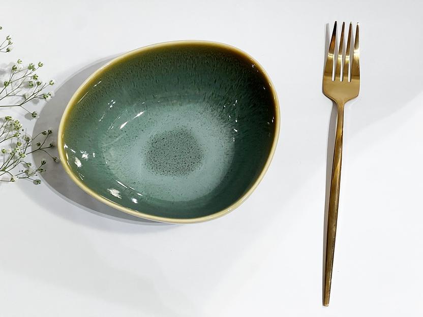 Тарелка фарфоровая глубокая 15.5 см «Green collection» SR2-002 green, опт фото 2