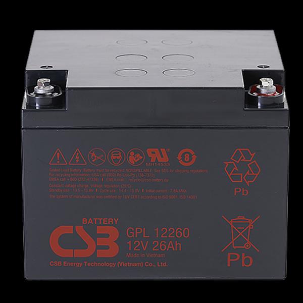 Акб CSB Аккумуляторная батарея для ИБП (10-12 лет) (12V/26Ah) (GPL12260 CSB) фото 1