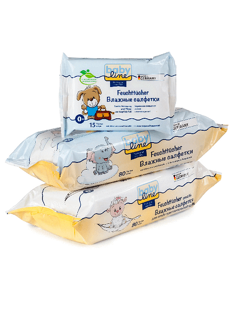 Набор влажных салфеток Babyline для прогулок и путешествий, с алоэ вера и ромашкой 15+15 шт ОПТ фото 5