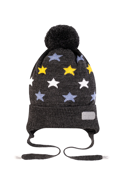  Шапка вязаная детская Ш-082/1, антрацит, Опт фото 1