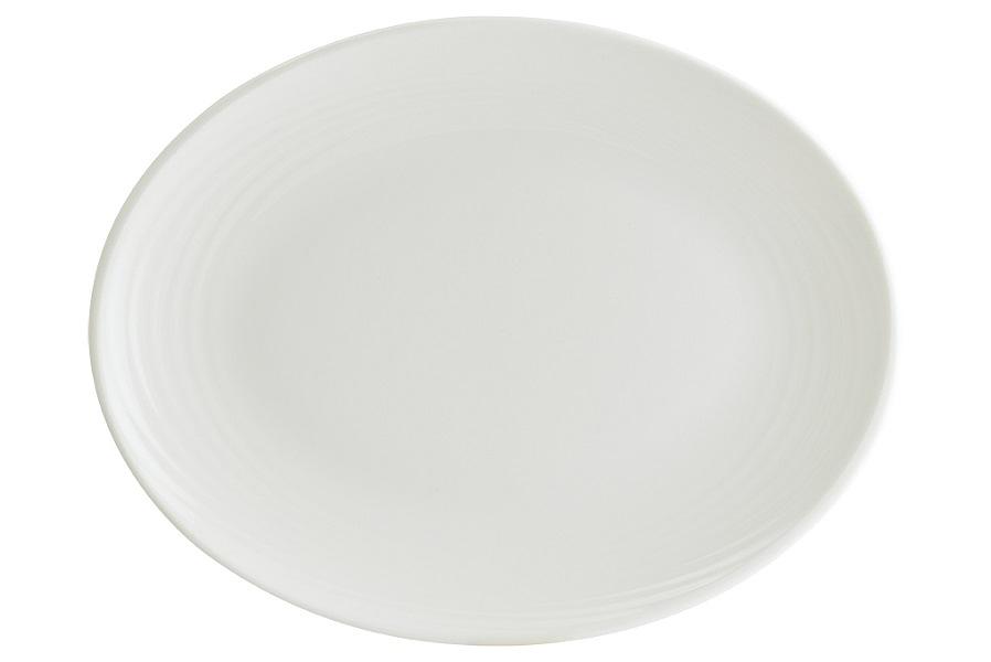 Блюдо овальное 360*280 мм. Белый, форма Луп узкая полоска /1/6/ фото 1