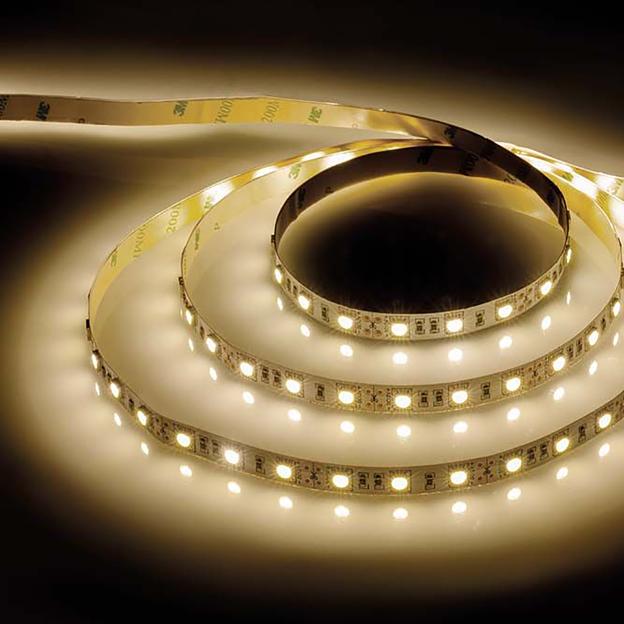 Лента светодиодная LEDх60/м 5м 14.4w/m 12в тепло-белый/на белом основании фото 7