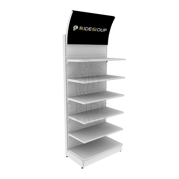 Стеллаж промо рекламный с вогнутой панелью фриза фото 1