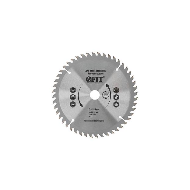 Пильный диск FIT 37706, по дереву, 185мм, 2.3мм, 20мм фото 1