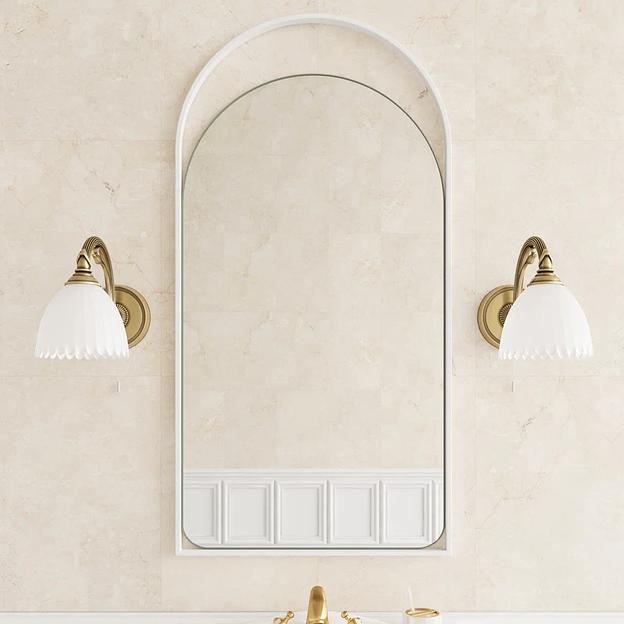 Зеркало в раме настенное арка, 102 х 52 см, white ОПТ фото 2