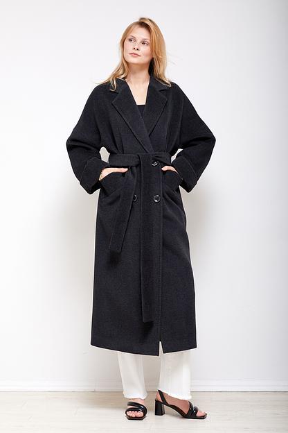 Женское демисезонное пальто двубортное Mmoda антрацит, арт.2202851 фото 4