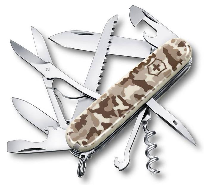 Нож перочинный Victorinox Huntsman (1.3713.941) 91мм 15функций камуфляж пустыни карт.коробка фото 1