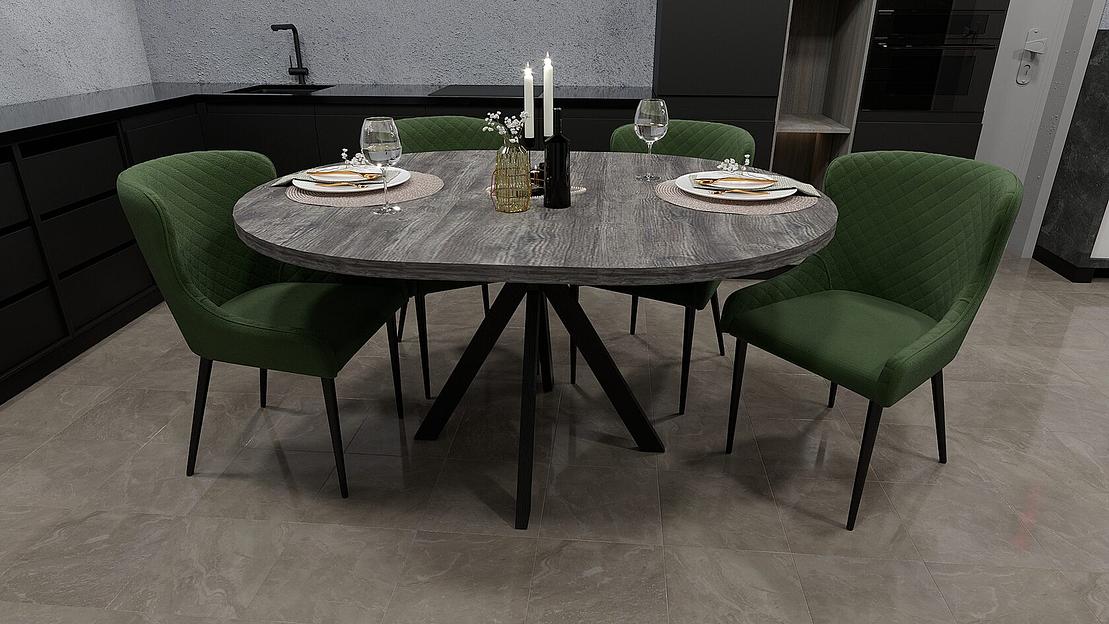 Стол Сохо 110(+35)×110×77 см чёрный металл, сосна пасадена фото 3