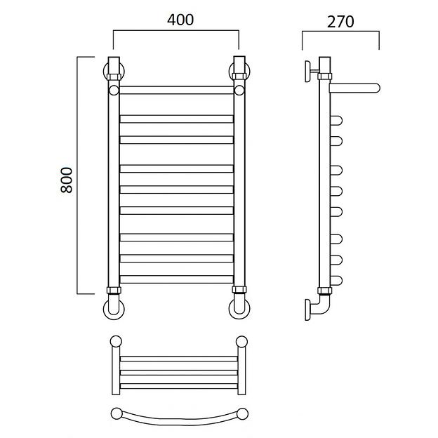 Полотенцесушитель водяной Роснерж Дуга L104110 80x40 с полкой групповой фото 3
