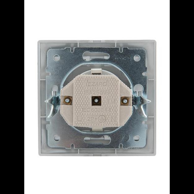 Розетка 1-м СП Mira 16А IP20 с заземл. со вставкой керамика сер. метал. LEZARD 701-1010-122 фото 2