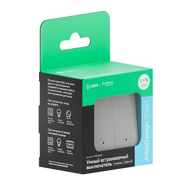 ATLASDESIGN SMART 2-кл. ВЫКЛЮЧАТЕЛЬ с подсв., Zigbee, сх.5, L+N, 10А, мех., БЕЛЫЙ фото 7