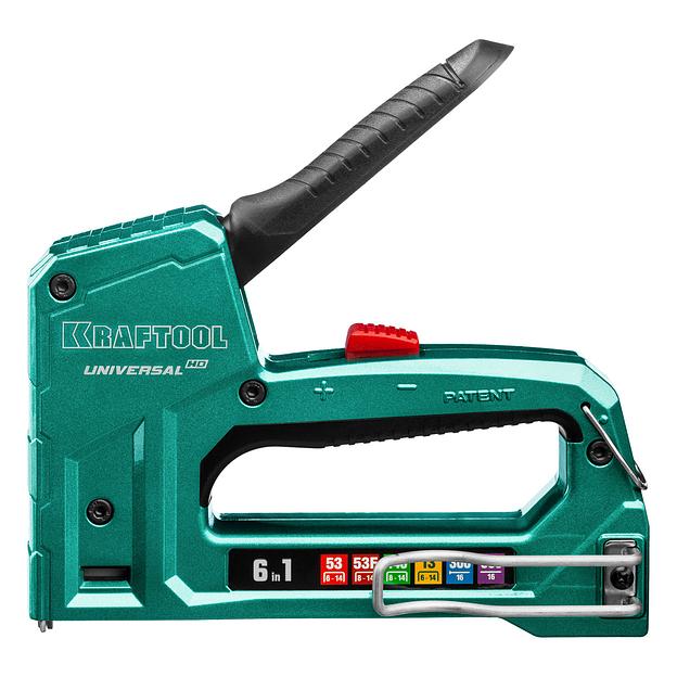 KRAFTOOL Universal-HD, 6-в-1: 53 (A/10/JT21) 23GA (6 - 14 мм)/140 (G/11/57) 20GA (8 - 14 мм)/13/53F/300/500, универсальный алюминиевый степлер (3188) фото 7