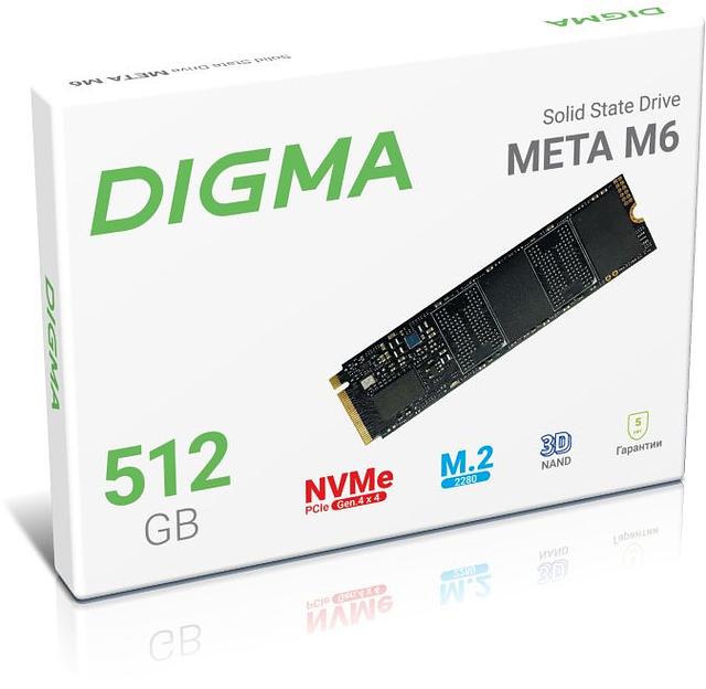 Накопитель SSD Digma PCIe 4.0 x4 512GB DGSM4512GM63T Meta M6 M.2 2280 фото 3