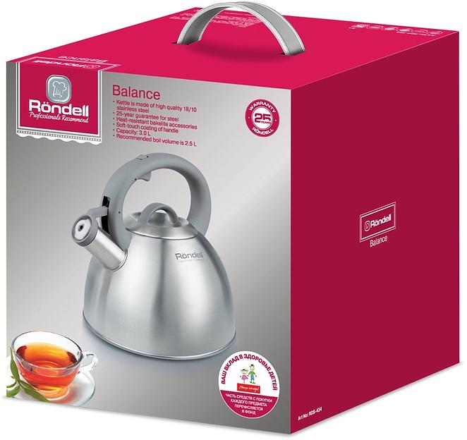 Чайник металлический Rondell Balance RDS-434 3л. стальной фото 4