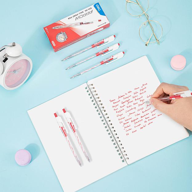 Ручка шариковая Deli EQ24-RD авт. 0.7мм прозрачный красные чернила фото 7