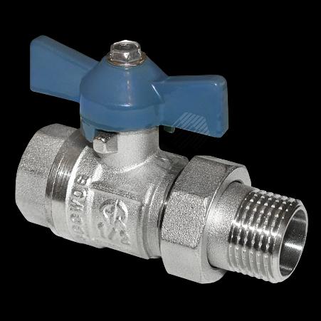 Кран шаровой со сгоном ВН 1/2 U бабочка никелированный фото 1