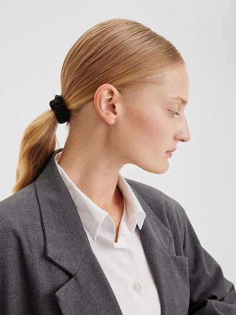 Шёлковая резинка для волос Basic «Black Shine» ОПТ фото 4